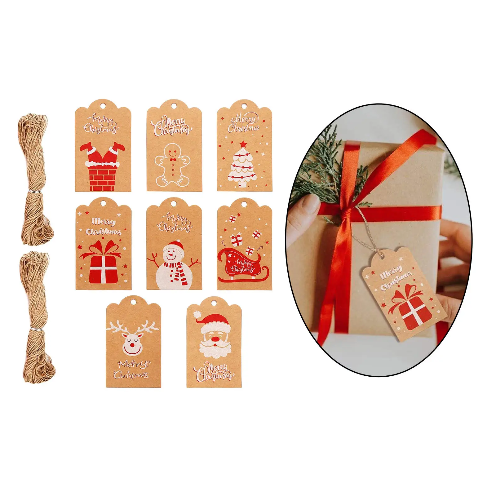 

Рождественские бирки из крафт-бумаги, 8 шт.