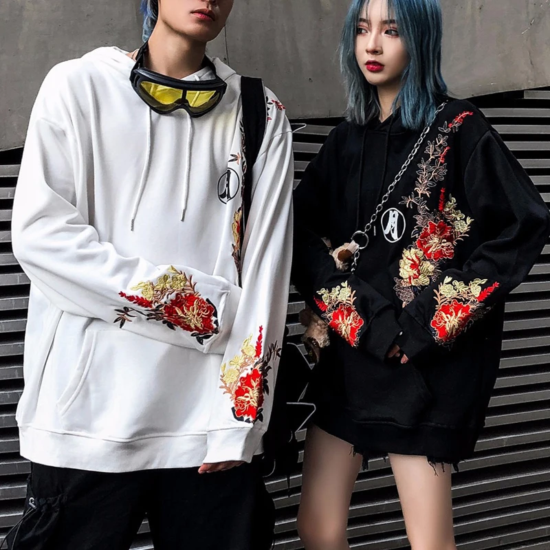 Толстовка мужская с капюшоном в стиле хип хоп хлопковый пуловер вышивкой