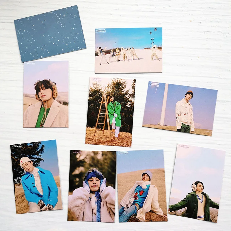 

8 Pcs/ Set Kpop Bangtan Boys Lomo Card Poster 2021 Winter Package Card PhotoCard Cards JUNG KOOK JIMIN SUGA Jin Fans Collection