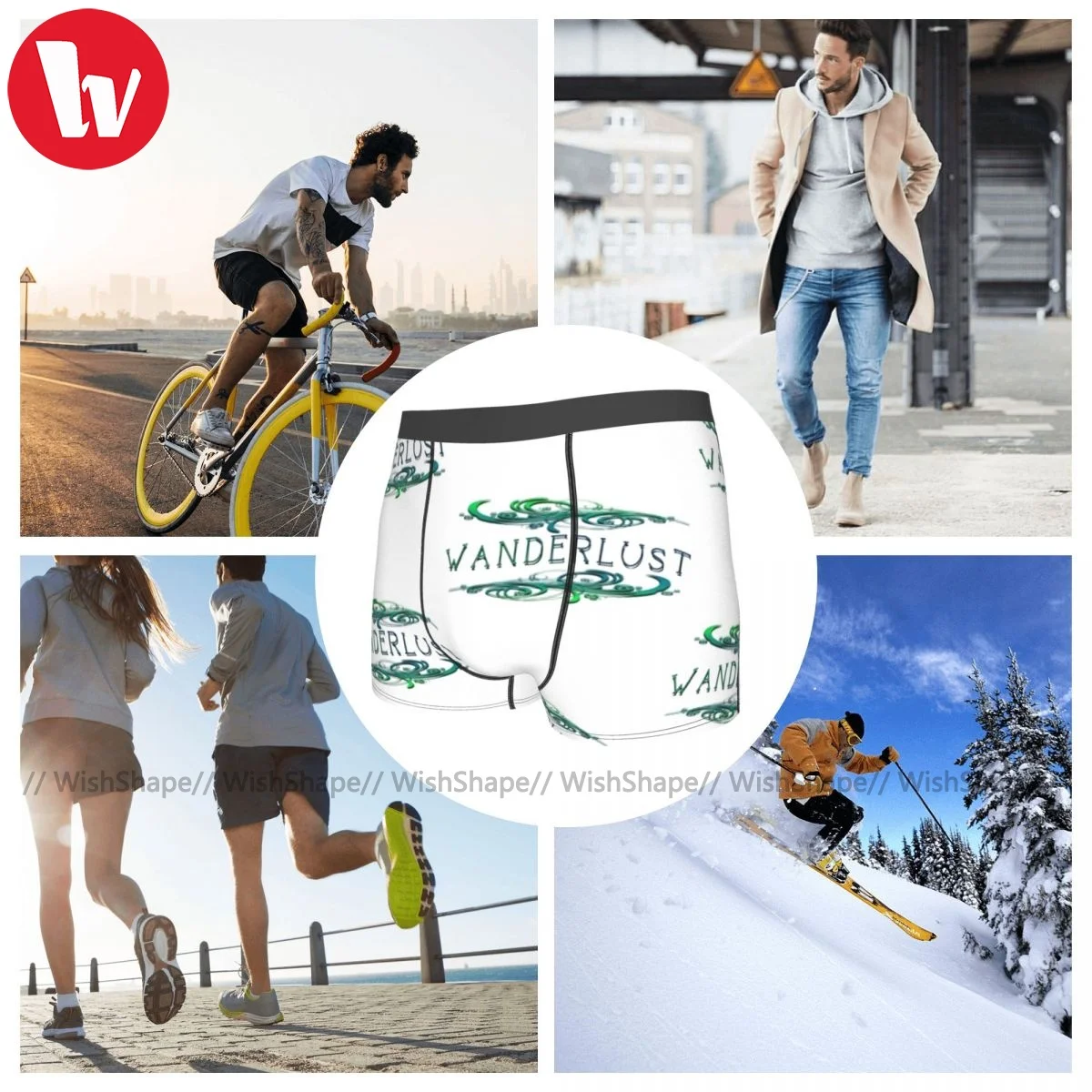 

Wanderlust Underwear Customs Polyester Sublimation Trunk Hot Man Plain Boxer Brief