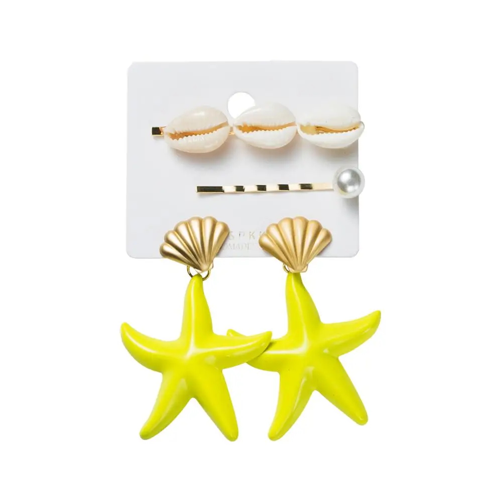 3 шт./компл. Модные женские серьги в виде капель с Симпатичные Морская звезда