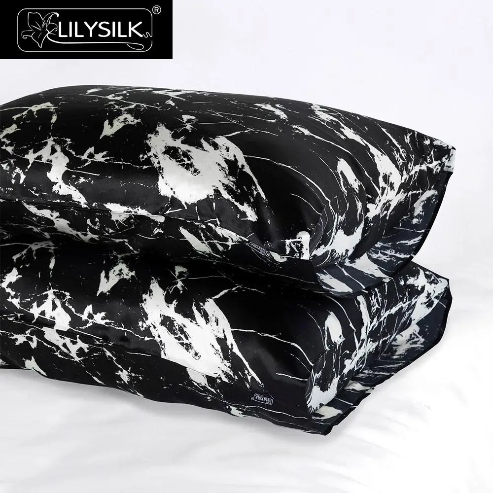 LilySlk шелковая наволочка из чистого 100 для волос с мраморным принтом застежка