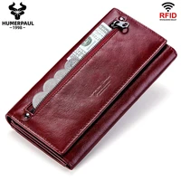 fashion womens wallet cow leather solid color handbag for phone pocket high capacity ladies clutch rfid card holder handy purse