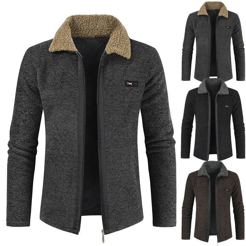 Новинка Мужской флисовый свитер осенне-зимнее теплое кашемировое платье