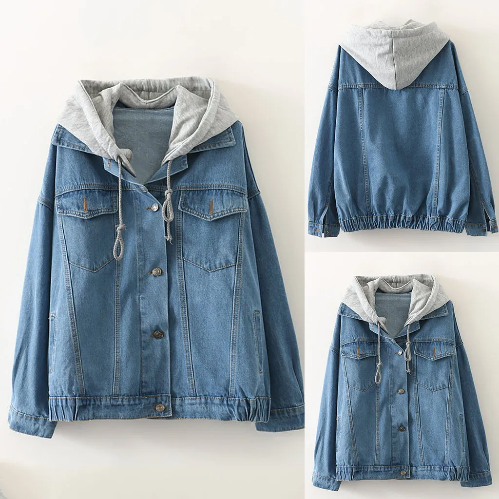 Джинсовая куртка Женская Повседневная джинсовая с длинным рукавом Джинсовое