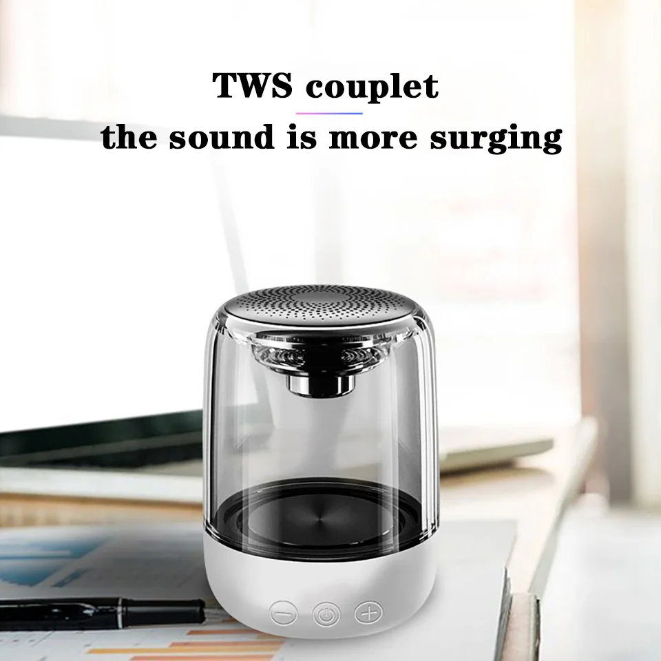 Портативная беспроводная стереоколонка TWS Bluetooth сабвуфер с прозрачным дизайном