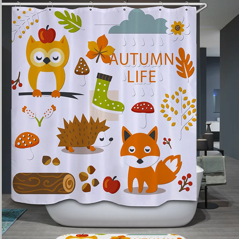 

waterproof shower curtains owl printing bathroom curtain polyester curtain shower