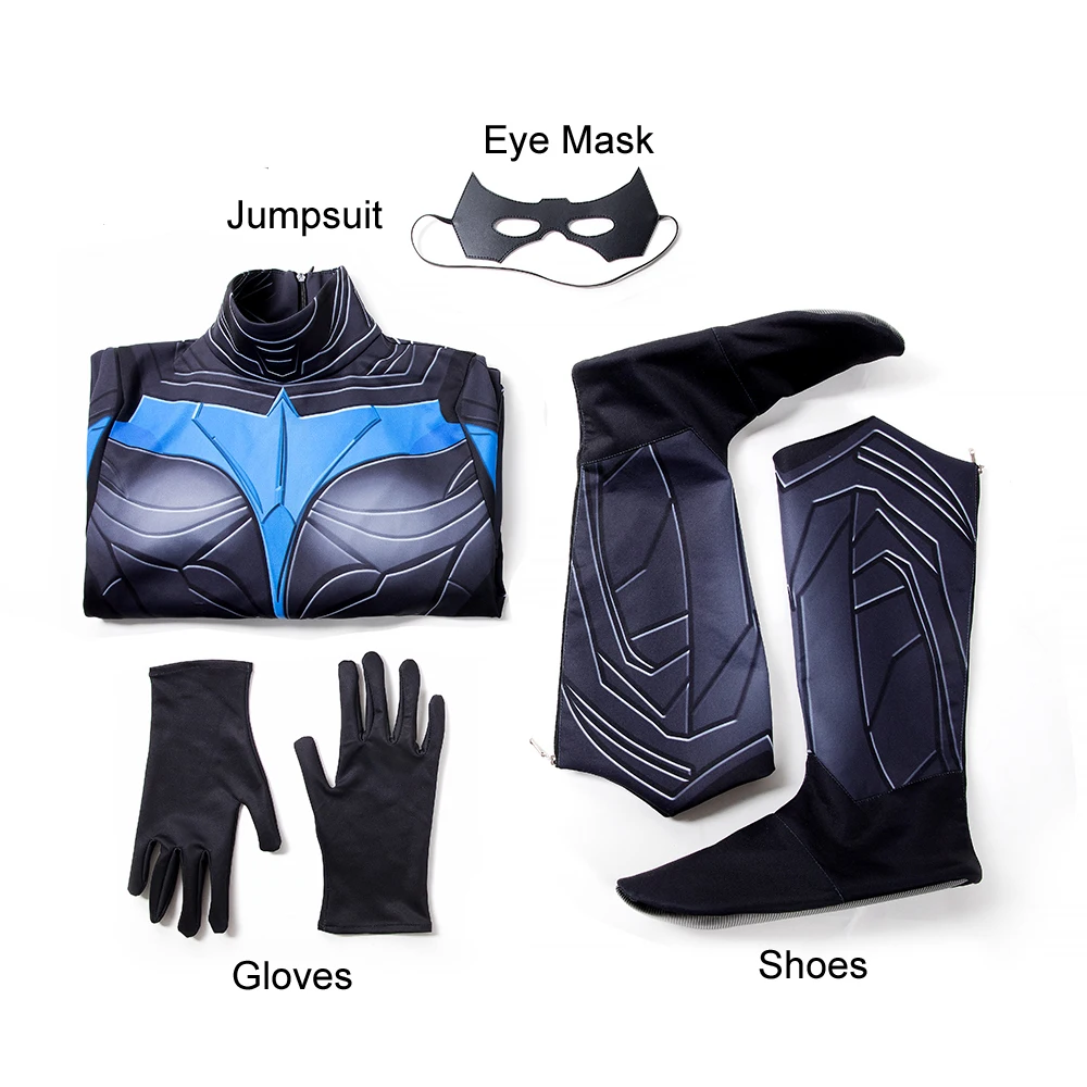 

Adult Halloween Superheroe Nightwing Clothes Cosplay Costume Battle suits Outfit Party Full Props Suit