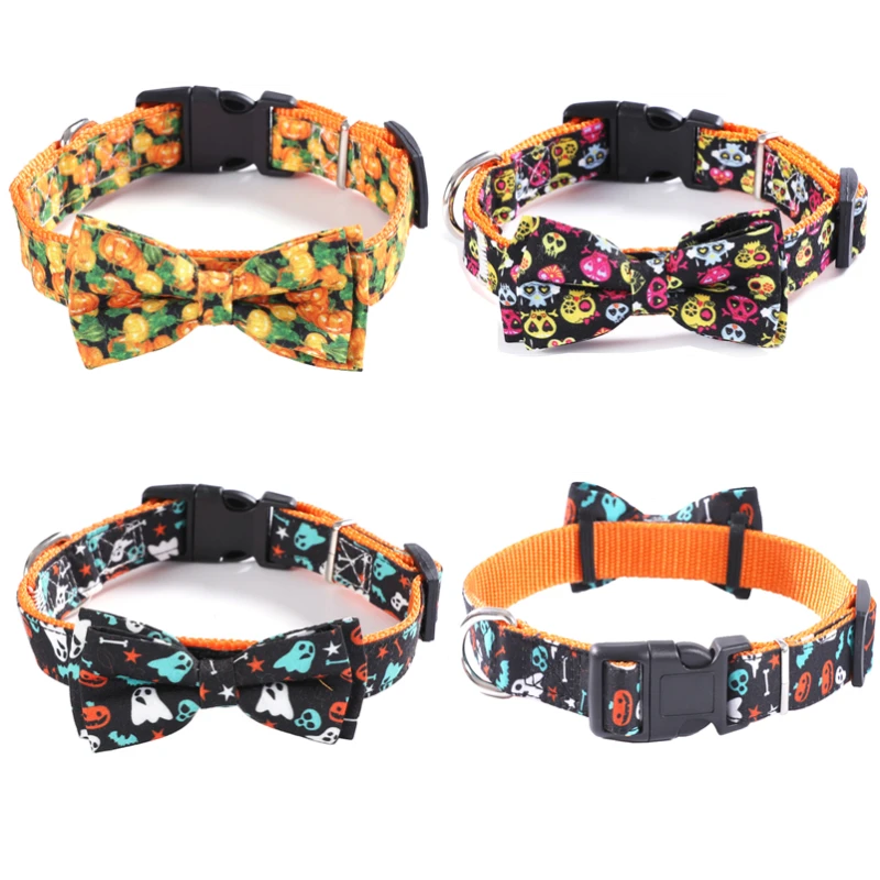 

Костюмы на Хэллоуин для домашних животных с воротником-стойкой и галстуком-бабочкой ошейник для кота Праздничная бижутерия регулируемый г...