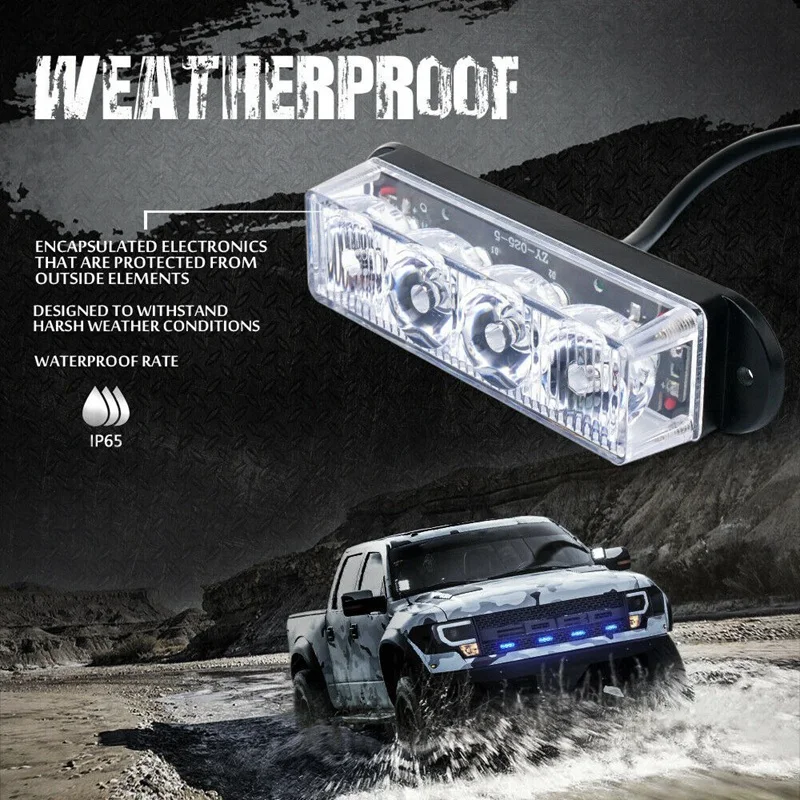 

4 LED Emergency Warning Strobe Lights Grille Side Marker Green & Yellow