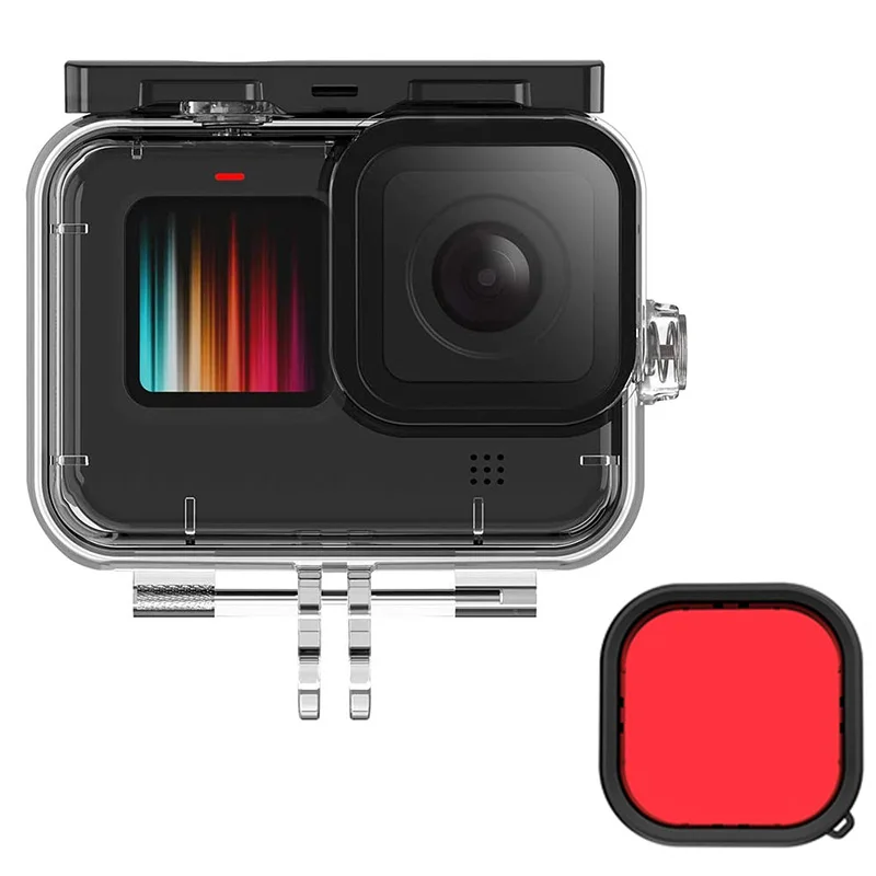 

Водонепроницаемый чехол для GoPro Hero 9 Black,165FT, для глубокого подводного плавания с аквалангом, с красным фильтром, аксессуары для камеры Go Pro 9