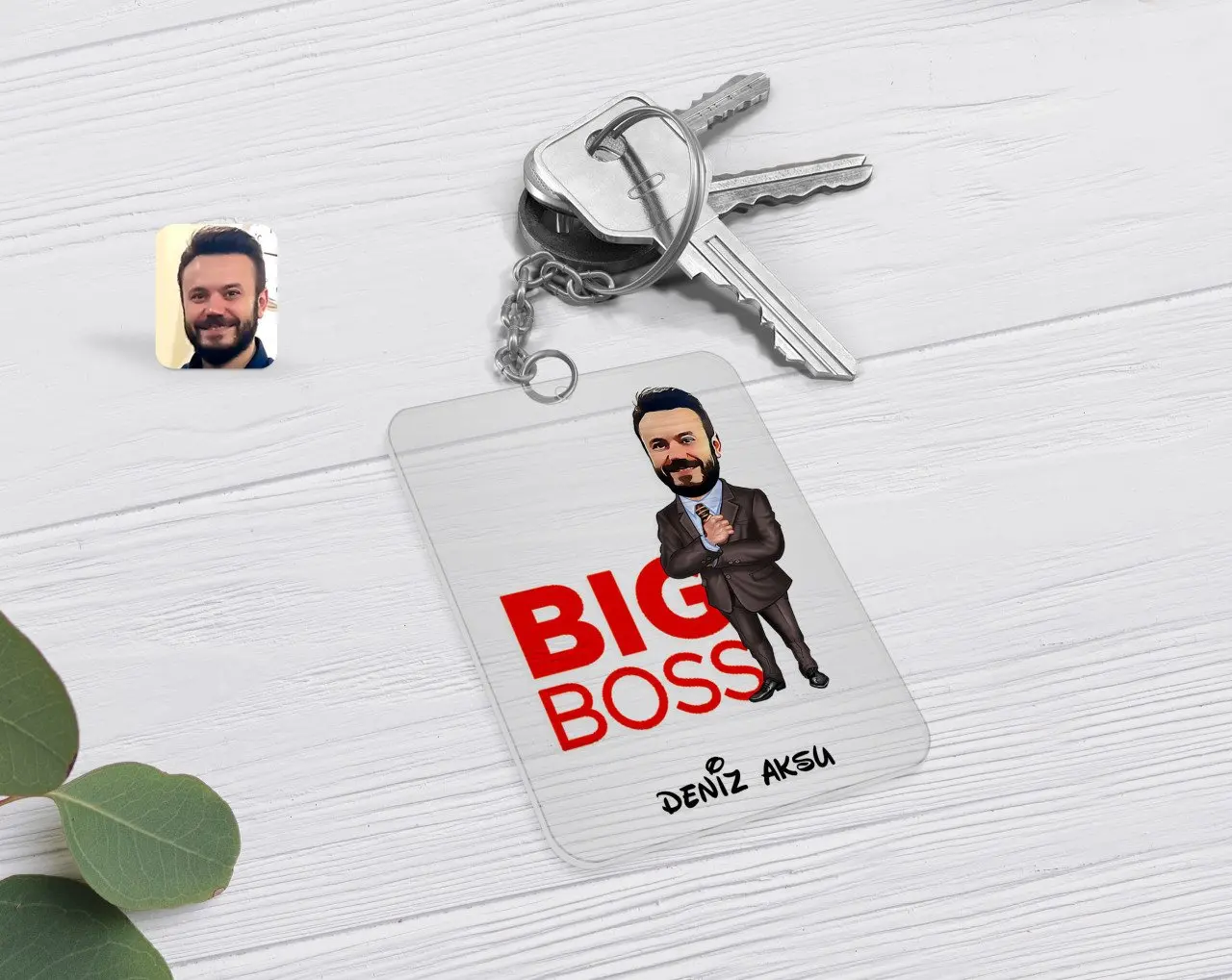 

Personalized Men 'S Big Boss Caricature Of Transparent Plexiglass Anahtarlık-2