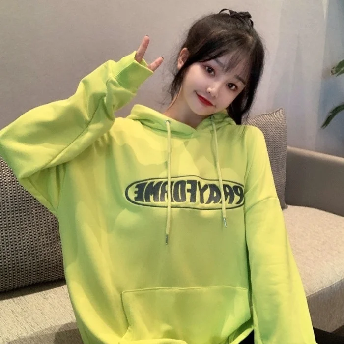 

Women Hoodies Korean Harajuku BF Letter Print 2021 Autumn Winter Unisex Thick Long Sleeve Pullover Loose Casual Sweatshirts