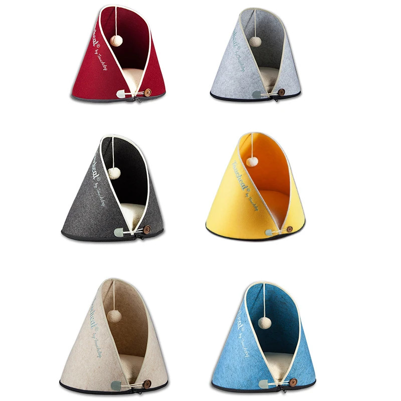 Новый Забавный для домашнего котика щенок конический Войлок Ткань Спящая