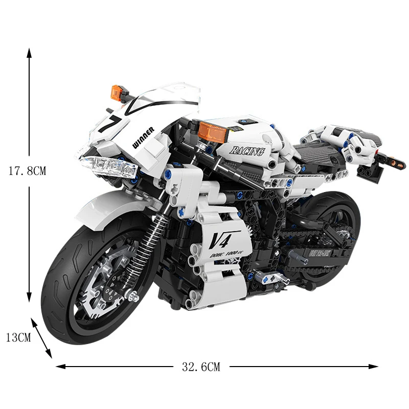 

716pcs Technical Motorcycle MOTO Racing Car Creator Expert Building Blocks Model City Toys For Children Boys Classic Mini Brick