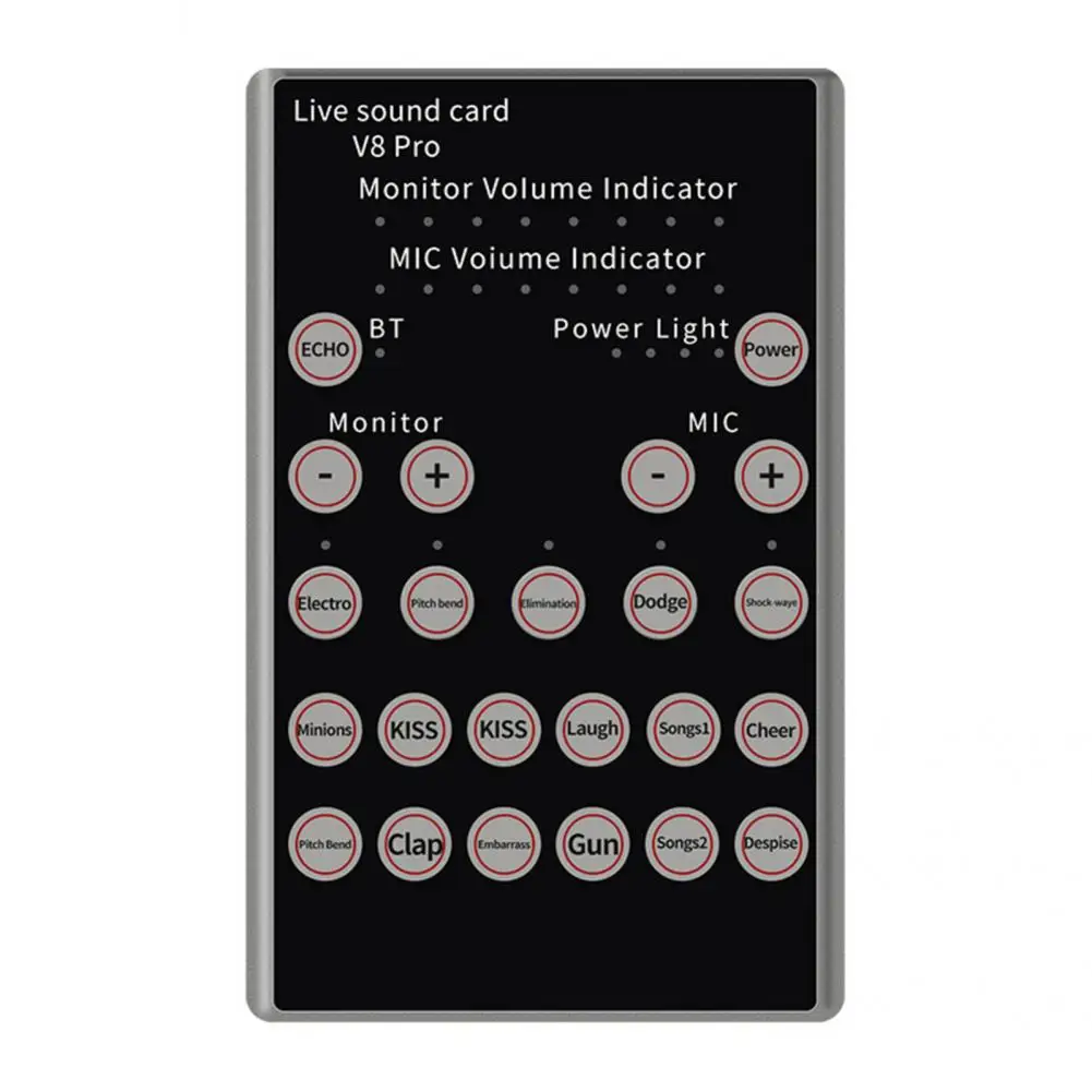 

Silver Gray Practical Live Broadcast Bluetooth Sound Card Lightweight Sound Card External for Recording