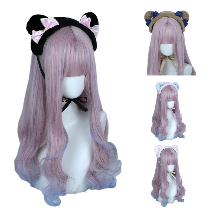 

Women Cartoon Bear Ears Shape Headbands Cute Make Up Headband Soft Stretch Fuzzy Cosplay Costume & Hair Supplies