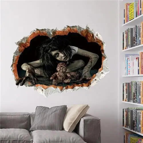 

Horror Scary Stickers Wall Stickers Female Ghost Holiday Decoration Wallpaper Personality Funny Wall Stickers Wallpaper