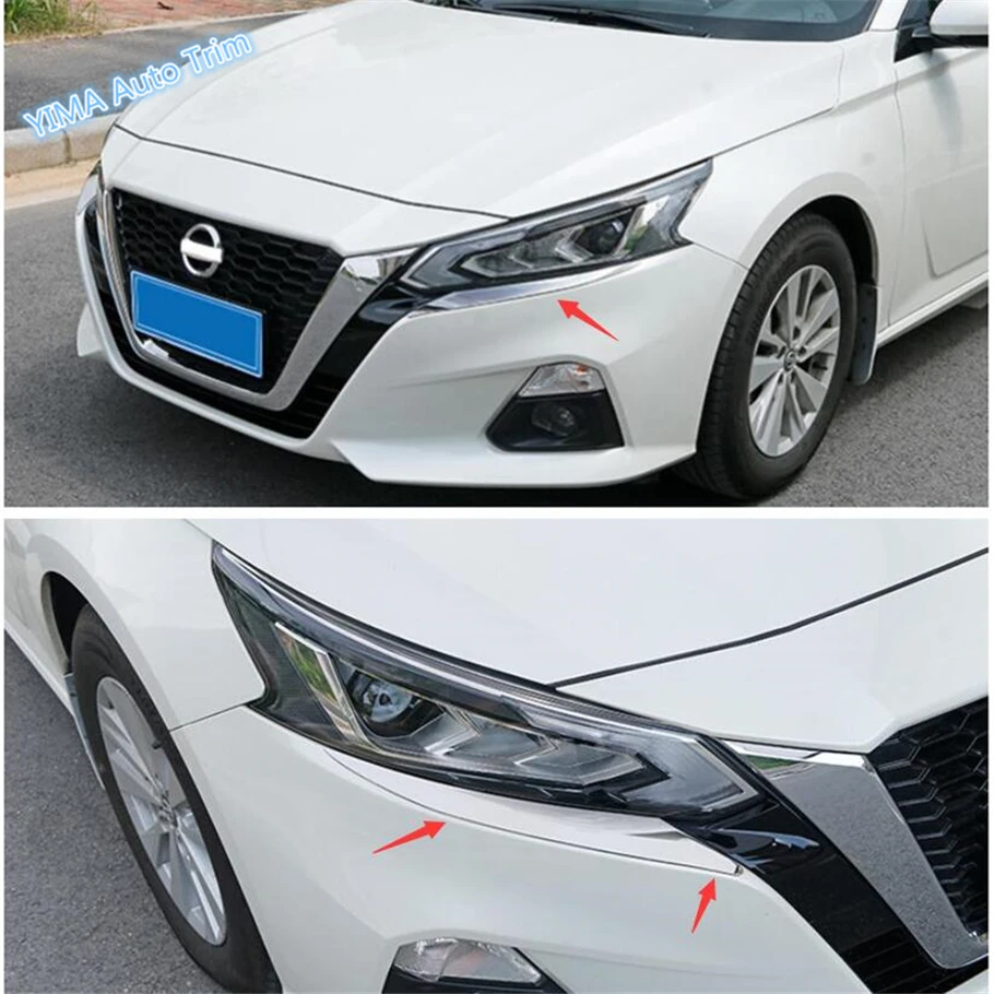 

Lapetus Front & Rear Lights Lamp Eyelid Eyebrow Cover Trim Exterior Fit For Nissan Altima Teana 2019 2020 Stainless Steel