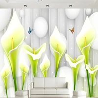 custom any 3d wallpaper size self adhesive fashion simple lily background wall paiting papel de parede 3d paisagem sticker tapiz