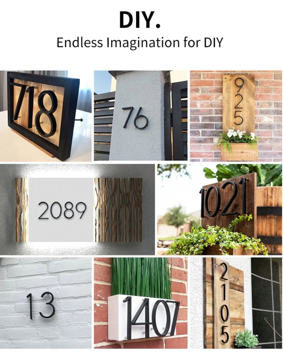 12cm Big 3D Modern House Number Door Home Address Numbers for House Number Digital Door Outdoor Sign Plates 5 Inch.#1 Black