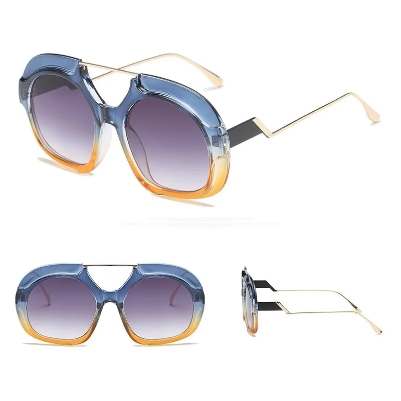 GIFANSEE женские солнцезащитные очки оверсайз круглые градиентные винтажные