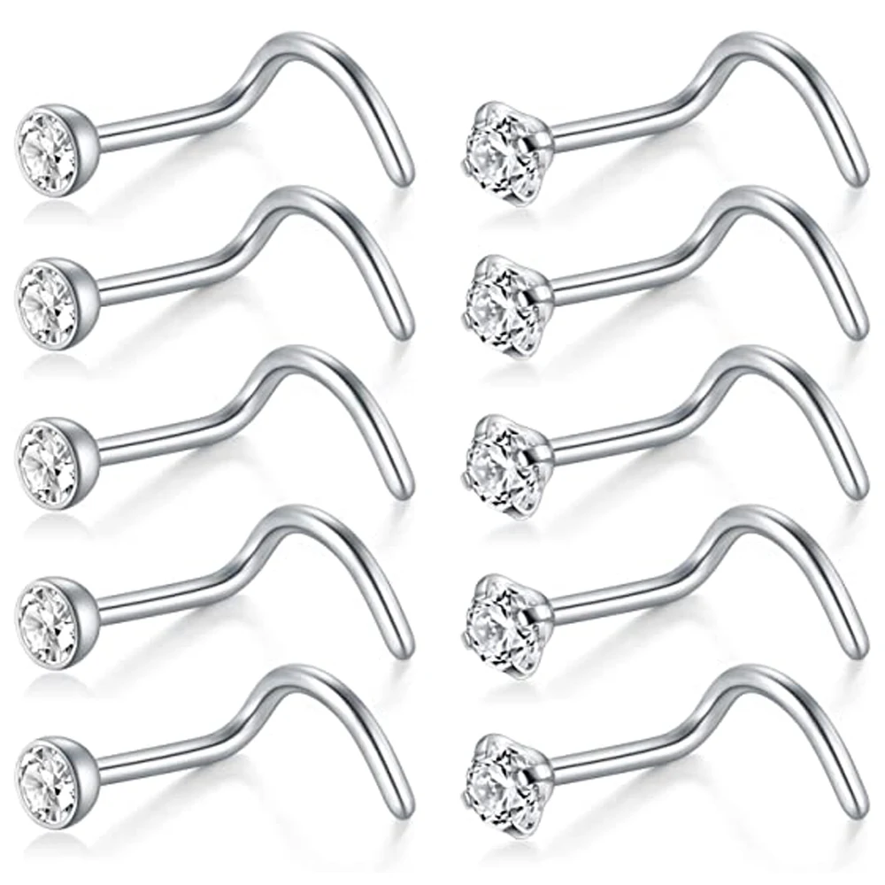 

Гвоздики для носа из нержавеющей стали с фианитом женские Кольца для носа пирсинг ювелирные изделия мода 2021