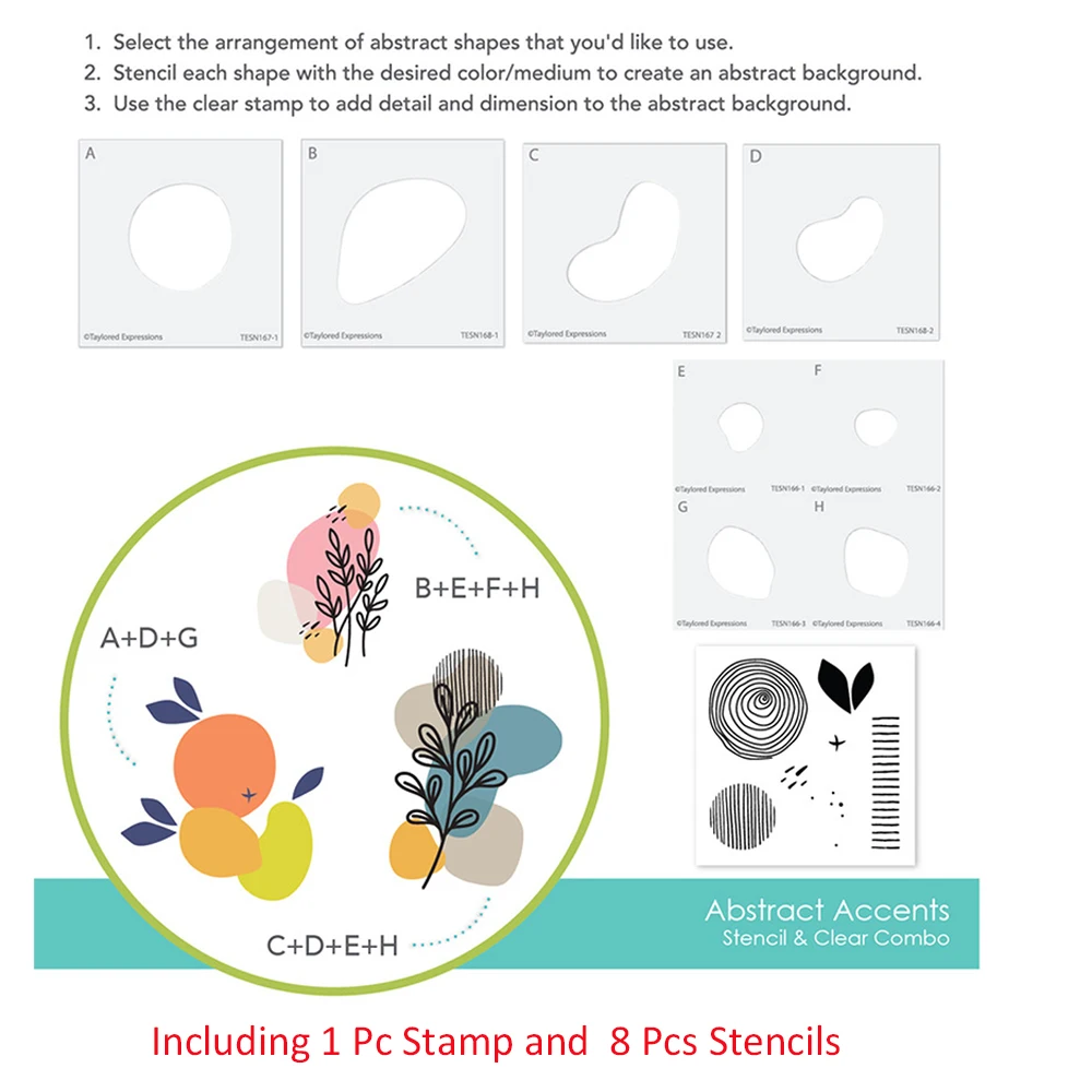 

2021 Abstract Accents Stencil & Clear Combo Silicone Stamps Layered Stencil Diy Scrapbooking Paper Handmade Album Sheets Card