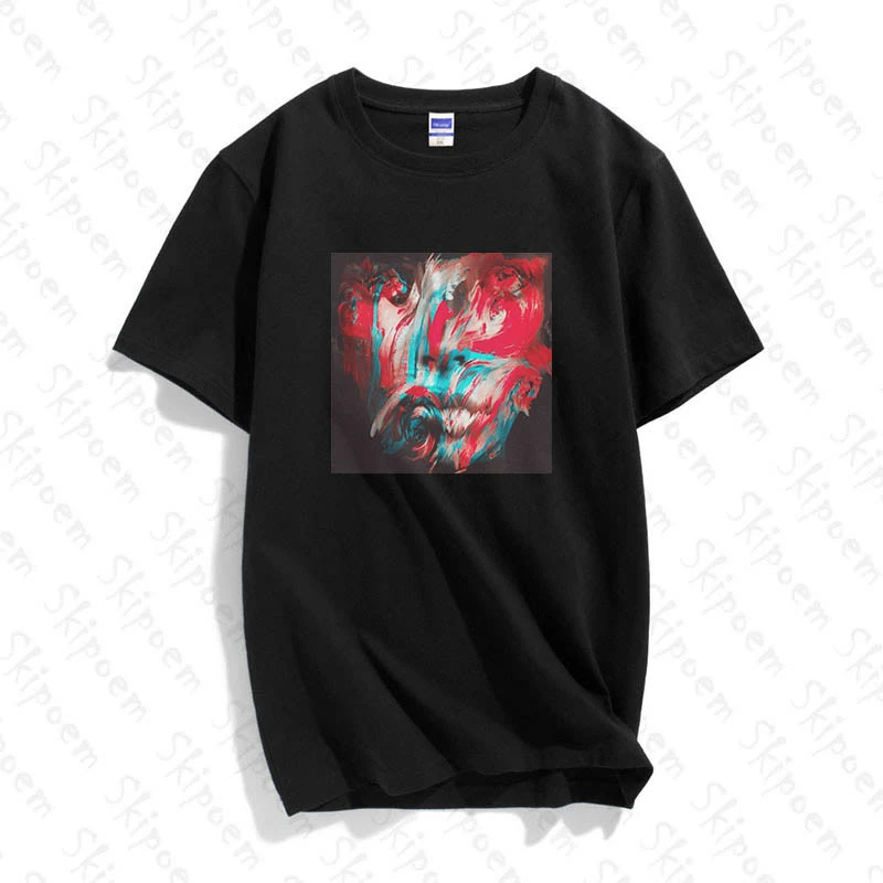 Абстрактный Цвет масло футболка с картиной женские готические эстетику панк Skipoem