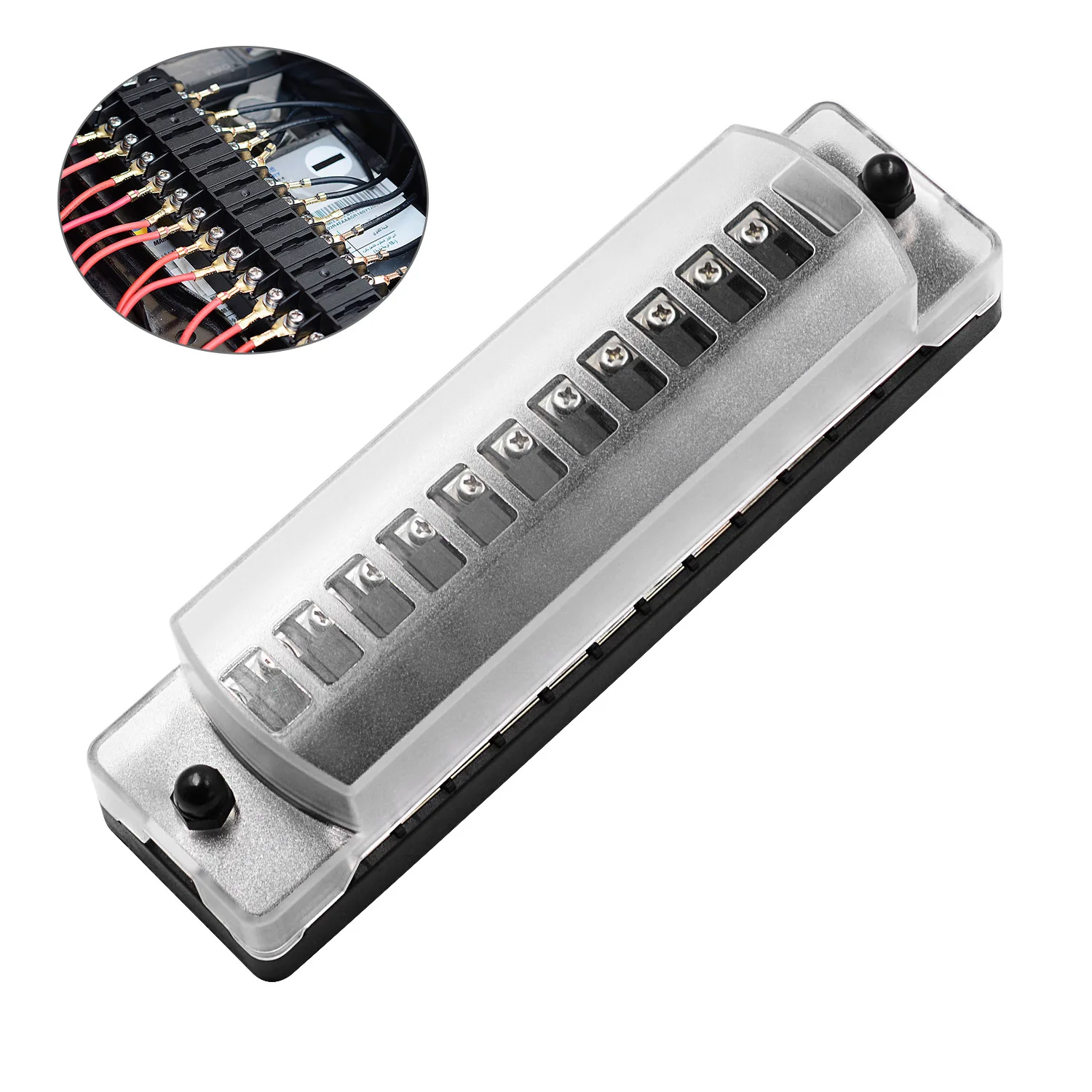 

WUPP car long 12-way fuse box without fuse, 1 in 1 out with sticker