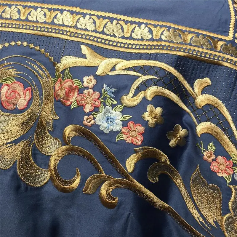 Большие размеры 34 Золотая королевская вышивка 100S Египетский хлопок Постельное