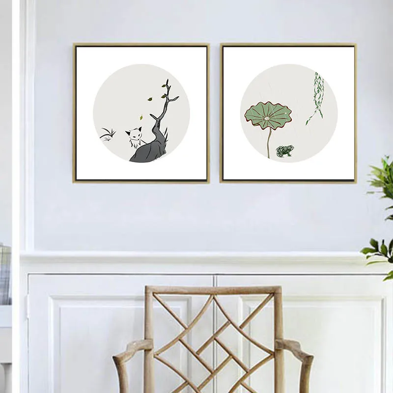 Новый абстрактный холст лотоса в китайском стиле постер с золотой фольгой 3D