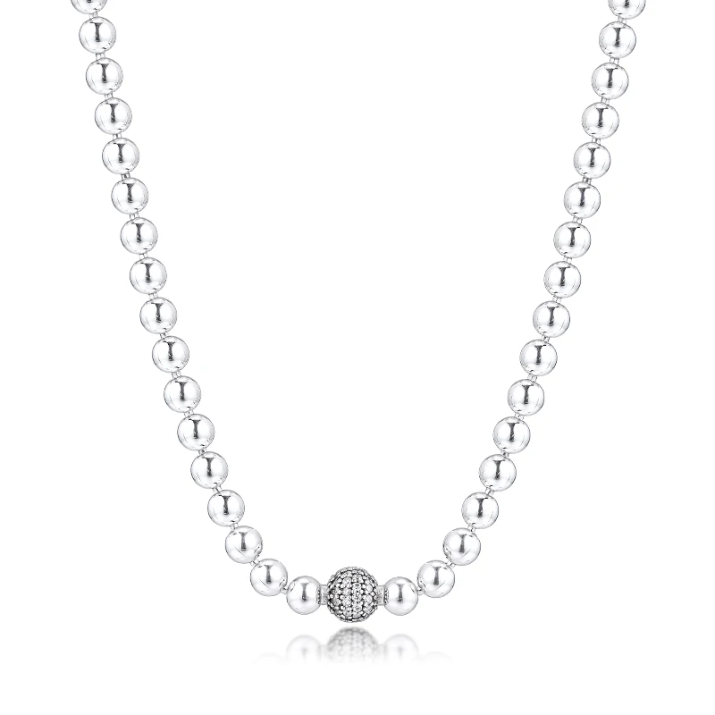 

Authentic 925 Sterling Silver Clear CZ Beads & Pave Necklaces for Women Original Jewelry Pendentif Colares Bijoux Femme