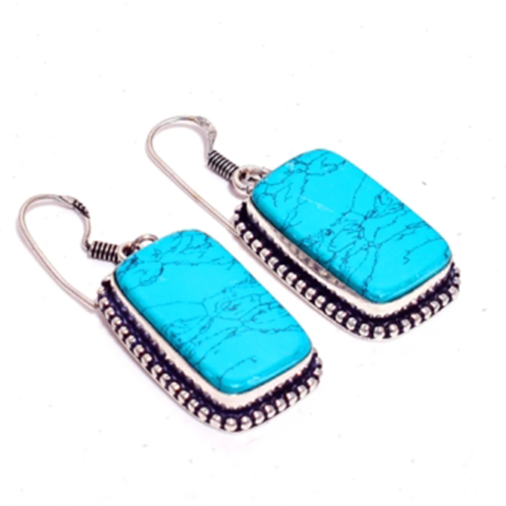Turquoise Silver Overlay on Copper Earrings 48 mm E4671 | Украшения и аксессуары