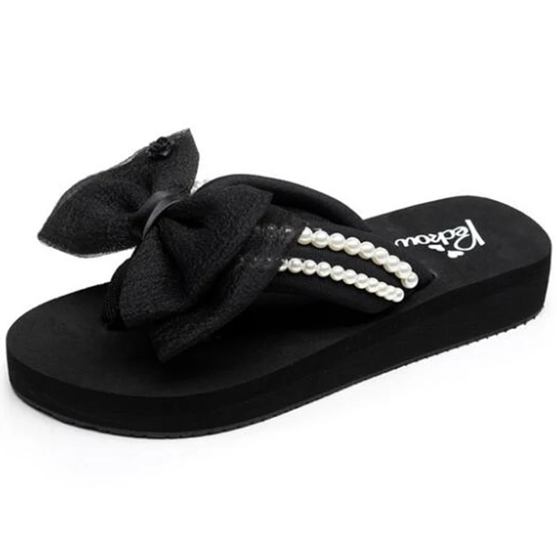 Шлепанцы женские ручной работы летние сандалии с бантом бисером для улицы и дома