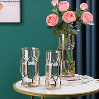 creative nordic golden glass vase dried flower ornaments sunflower floral bedroom flower arrangement flower pot home decoration