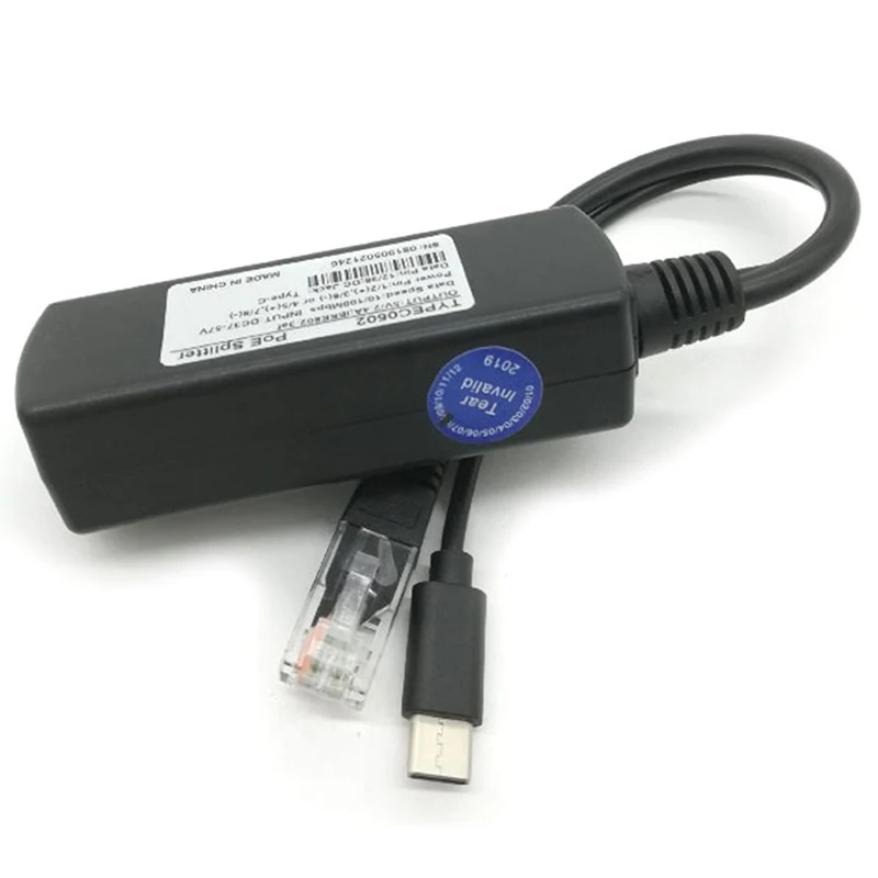 Type-C Poe Splitter Usb 48v To 5v Power Over Ethernet 802.3af 100/1000M For Raspberry |