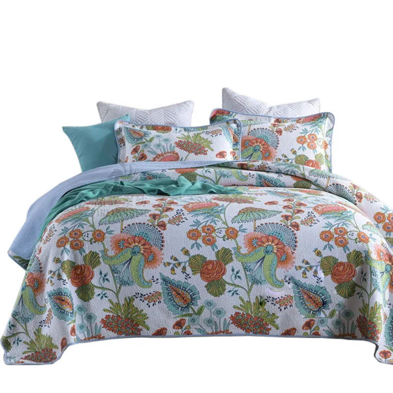 Economici Set Trapunta Copriletti Di Qualità 3 Pezzi Copriletto In Cotone Lavato Con 2 Federe Coperta Estiva Copriletto Matrimoniale