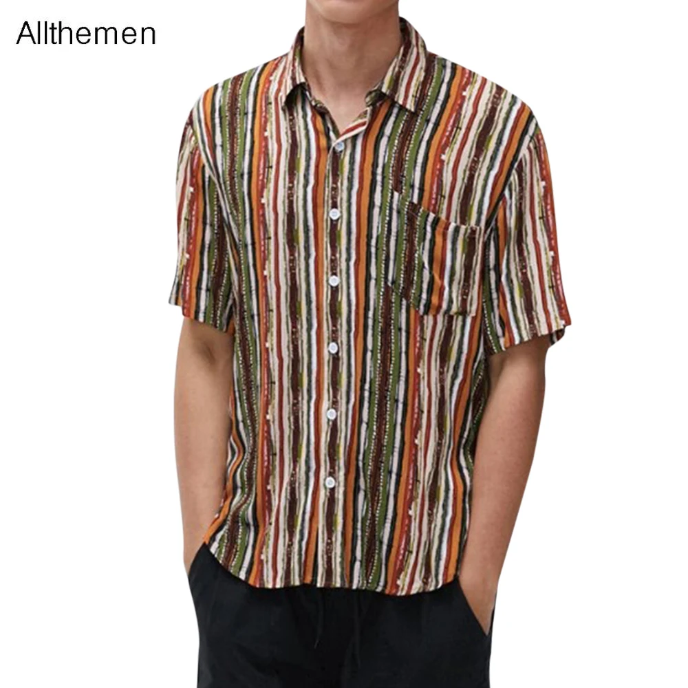 

Allthemen Men's T-Shirts Striped Shirts For Man Causal Male's Beachwear Soft Tee Simple General Printed Fashion Style Clothing