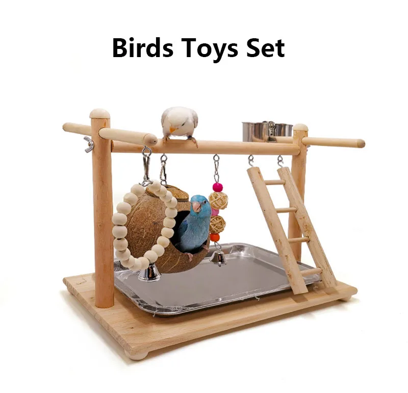 

Bird Parrot Mynah Wooden Stand Support Toys Interactive Bird Toy