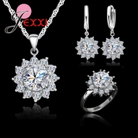 new fashion jewelry sets necklace hoop earrings rings 925 sterling silver jewelry sets romantic gift for lovers