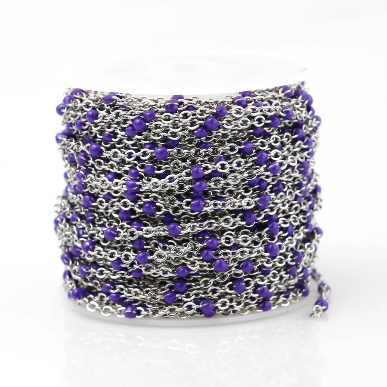 Steel purple 2 мм ширина нержавеющей стали золото/стальные цепи ювелирные изделия DIY эмаль овальный шар бисерная цепь для женщин ожерелье Браслеты ножной браслет - Цвет: Steel purple
