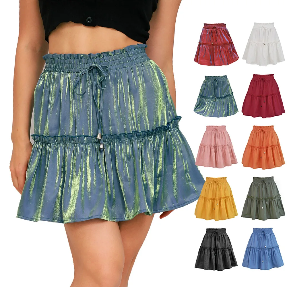

Fashion Solid Color Women Mini A-line Sexy Cute Skirt Simple Slim All-match Korean Style Chic Elegant Ladies Streetwear Skirts