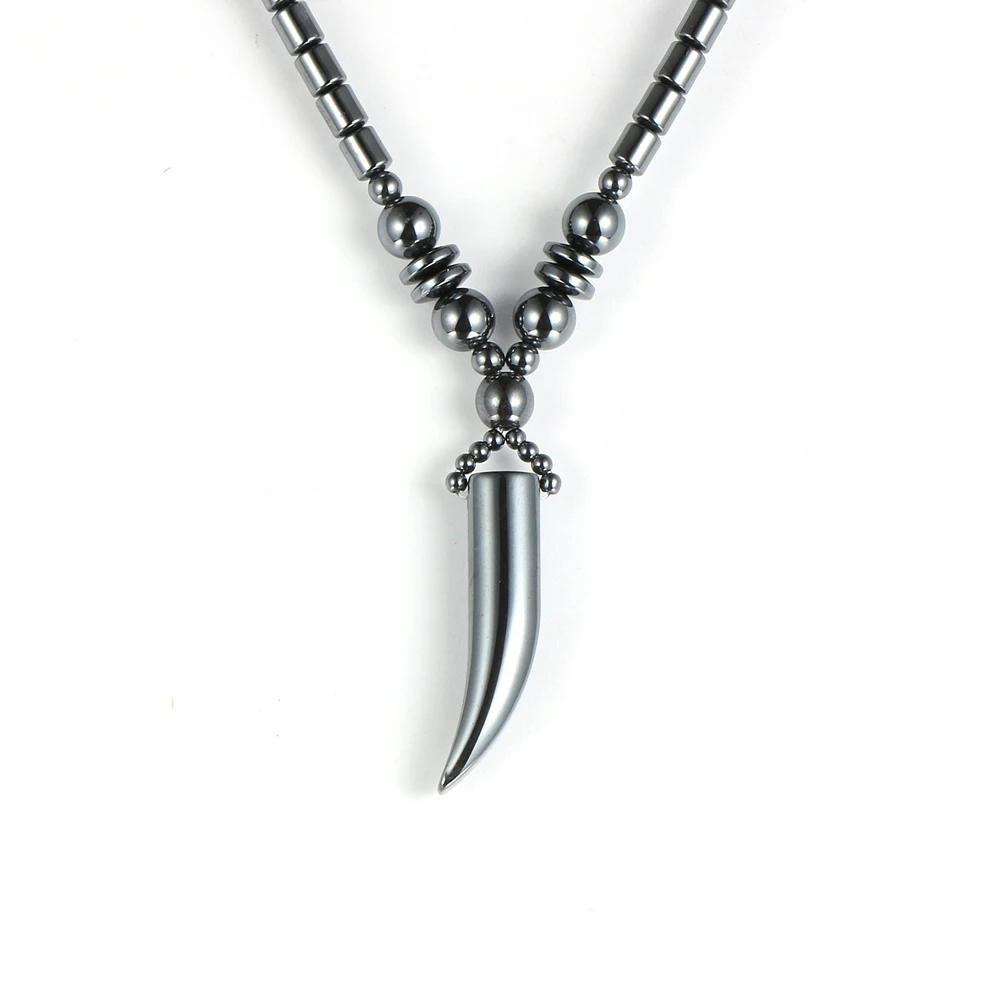 Мужское и женское ожерелье в стиле панк рок с черной гематитовой роговой