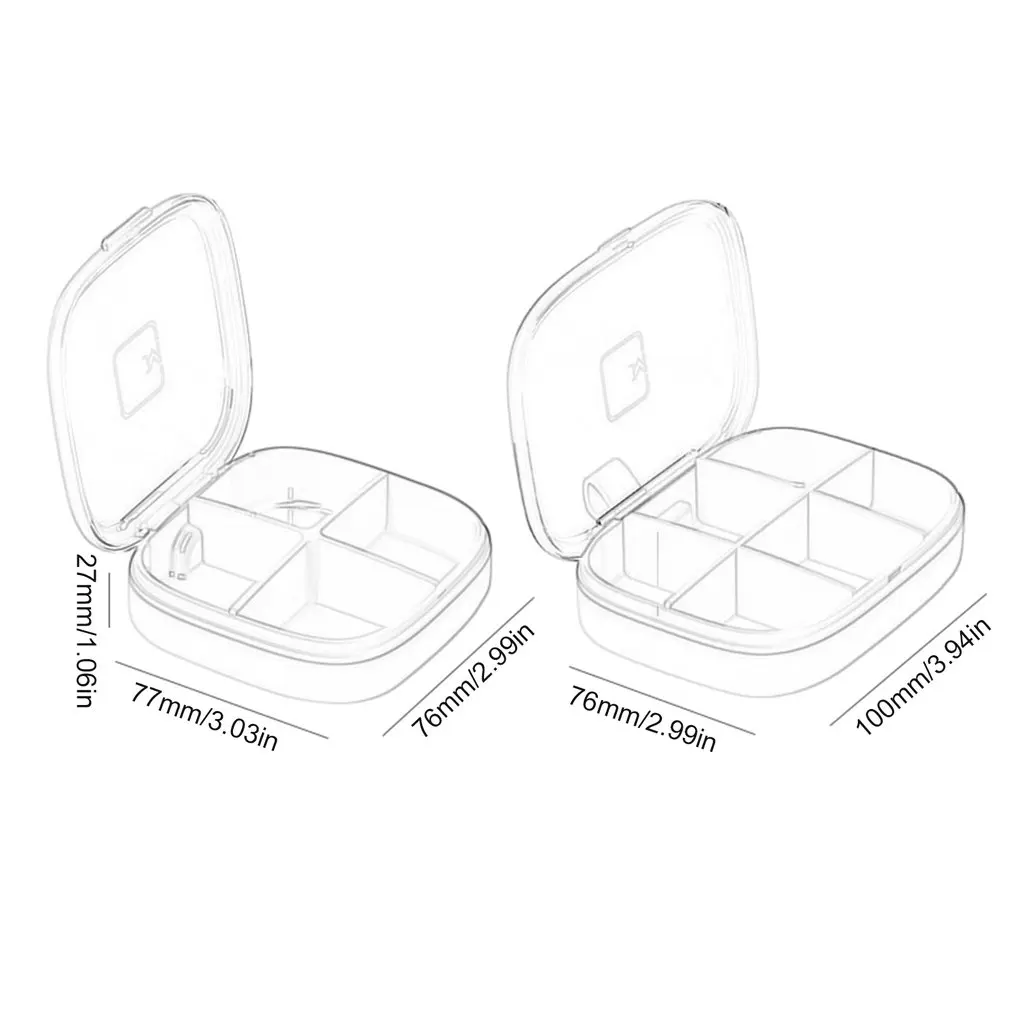 

4/6/8 Grid Medicine Pill's Box For Tablets 7 Days Travel Pill Case Mini Dispenser Container For Vitamins Storage Box For Storing