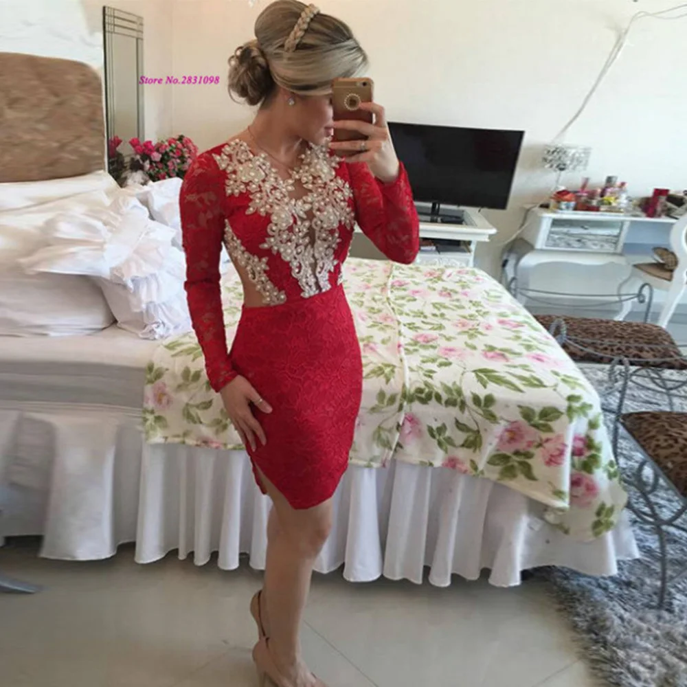 Элегантные черные и красные короткие платья для матери невесты кружевные