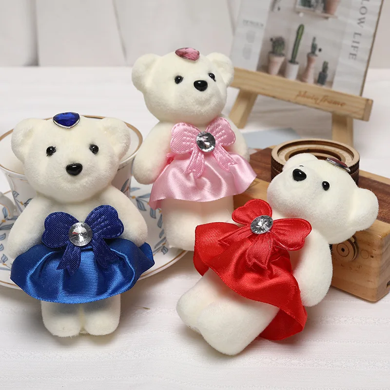 

Free ship 12pcs lot wedding couple teedy bear cartoon bouquet bear doll flower wedding birthday gift mini stuffed toys