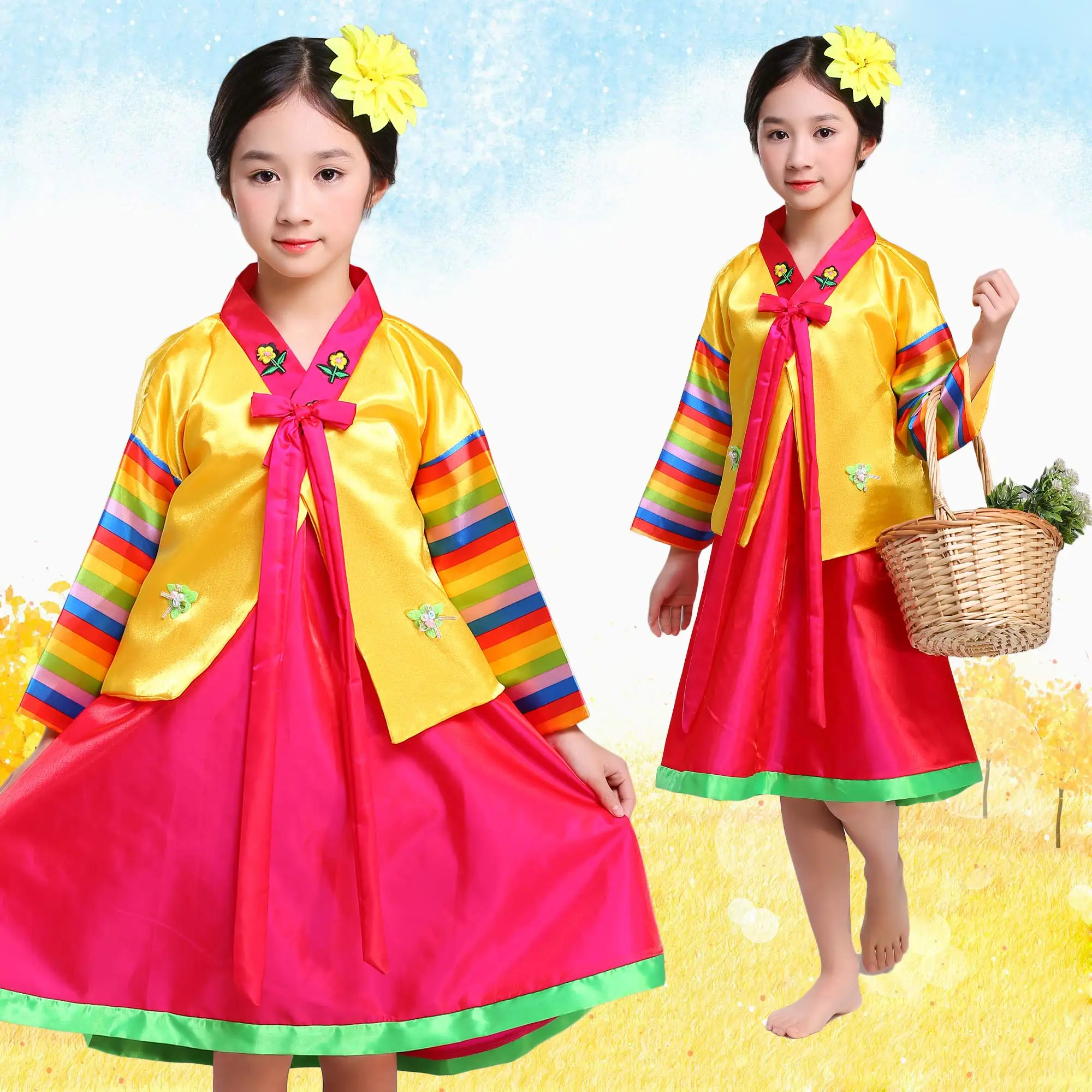 Детское традиционное платье Hanbok в Корейском стиле костюм для девочки одежда