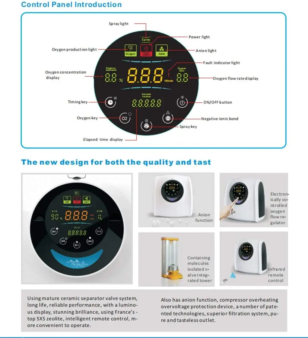 

6L Flow Portable Oxygen Concentrator Generator 110V/220V Portable Oxygen mahine For Medical Home Use