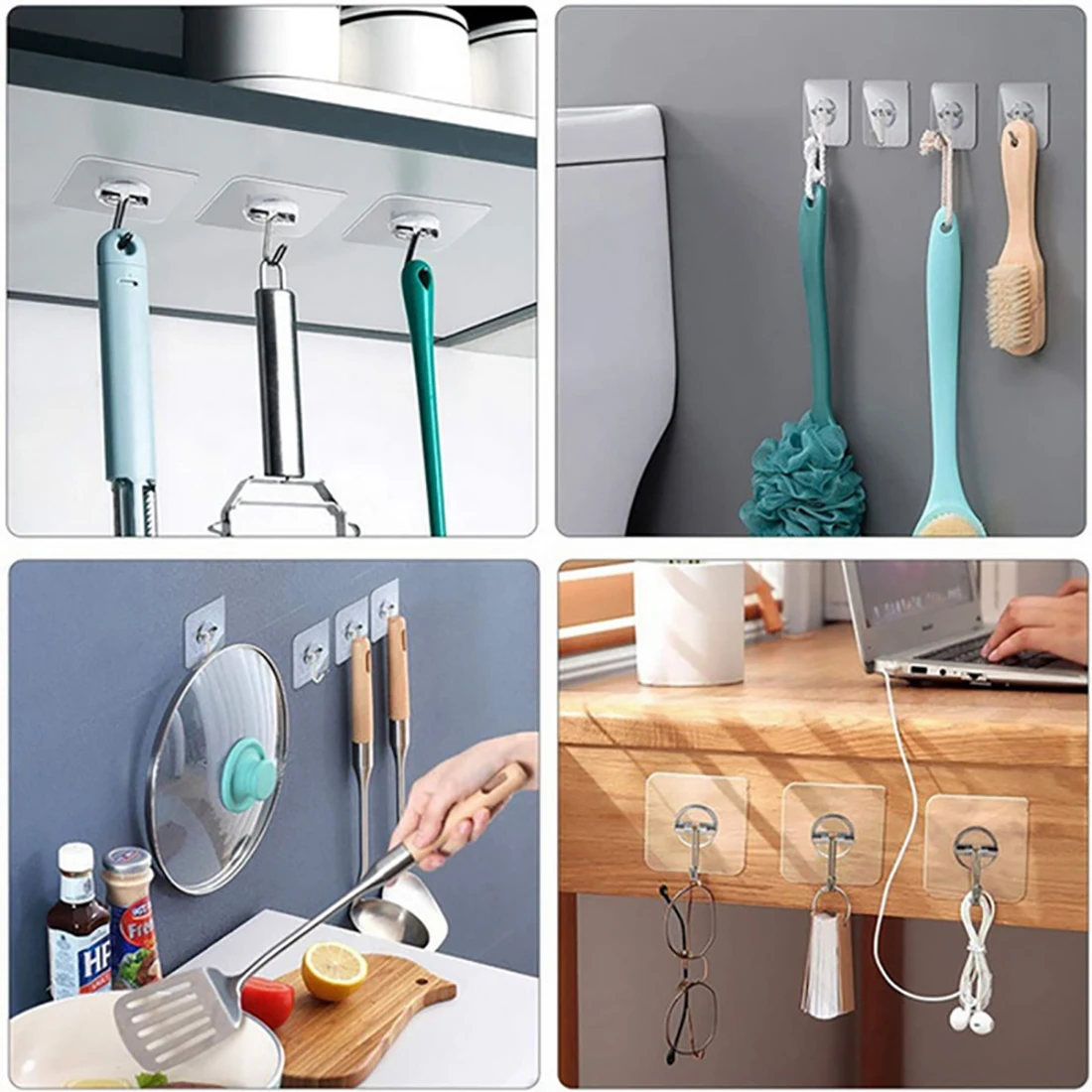 

10/20 Pcs Hooks Transparent Strong Self Adhesive Door Wall Hangers Hooks Suction Heavy Load Rack Cup Sucker for Kitchen Bathroom